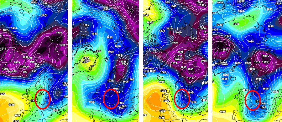 Die winterlichen bis hochwinterlichen Varianten haben allesamt das Hoch auf dem Atlantik als gemeinsame Grundlage Die winterlichen bis hochwinterlichen Varianten haben allesamt das Hoch auf dem Atlantik als gemeinsame Grundlage