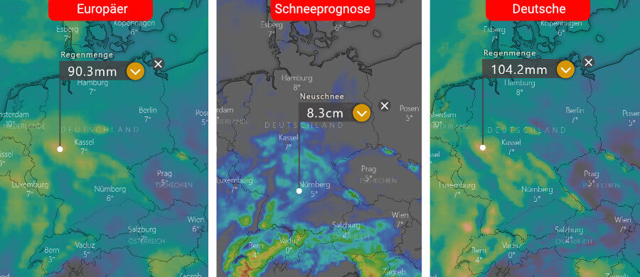 Teils unwetterartige Niederschlagsmengen mit Überflutungs- und Hochwassergefahr. Zum Sonntag sinkt die Schneefallgrenze bis auf die mittleren Lagen ab Teils unwetterartige Niederschlagsmengen mit Überflutungs- und Hochwassergefahr. Zum Sonntag sinkt die Schneefallgrenze bis auf die mittleren Lagen ab