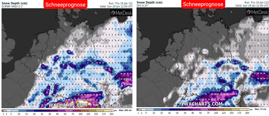 Über den mittleren Lagen festigt sich der Winter - über tieferen Lagen muss man abwartend agieren Über den mittleren Lagen festigt sich der Winter - über tieferen Lagen muss man abwartend agieren
