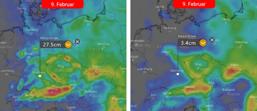 Die Schneeprognose der Vorhersage-Modelle bis zum 9. Februar: Vollwinter oder Kahlfrost?