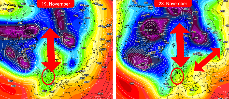 Die Ostwetterlage ist nicht ganz vom Tisch, doch berechnen die Europäer eine hochdruckdominierte Großwetterlage