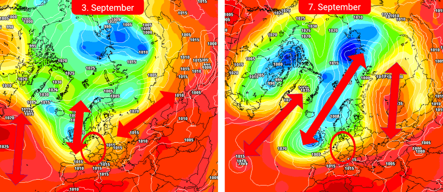Der winterliche Polarwirbel regt sich und ein Trog sorgt über Mitteleuropa für einen Vorgeschmack auf den Herbst Der winterliche Polarwirbel regt sich und ein Trog sorgt über Mitteleuropa für einen Vorgeschmack auf den Herbst