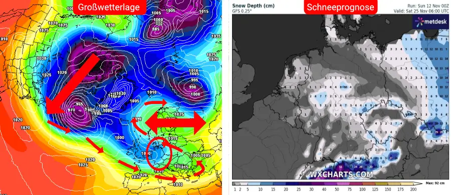 Die gestörte Zirkulation mit einer über Deutschland absinkenden Schneefallgrenze bis auf die tieferen Lagen herab - der Winter wird optional Die gestörte Zirkulation mit einer über Deutschland absinkenden Schneefallgrenze bis auf die tieferen Lagen herab - der Winter wird optional