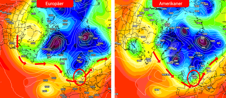 Beide Vorhersage-Modelle favorisieren bis zum 13. Oktober einem markanten Wetterumschwung Beide Vorhersage-Modelle favorisieren bis zum 13. Oktober einem markanten Wetterumschwung