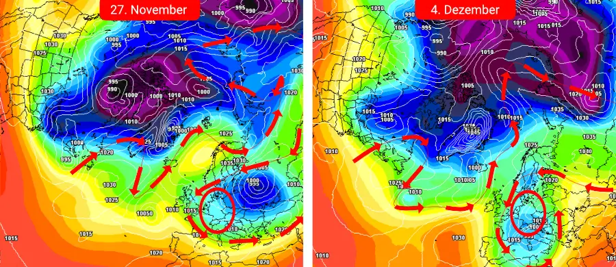 Arctic Outbreak, gestörte Zirkulation und tiefwinterliche Wetterverhältnisse stellen sich über Deutschland bis zum 6. Dezember ein Arctic Outbreak, gestörte Zirkulation und tiefwinterliche Wetterverhältnisse stellen sich über Deutschland bis zum 6. Dezember ein