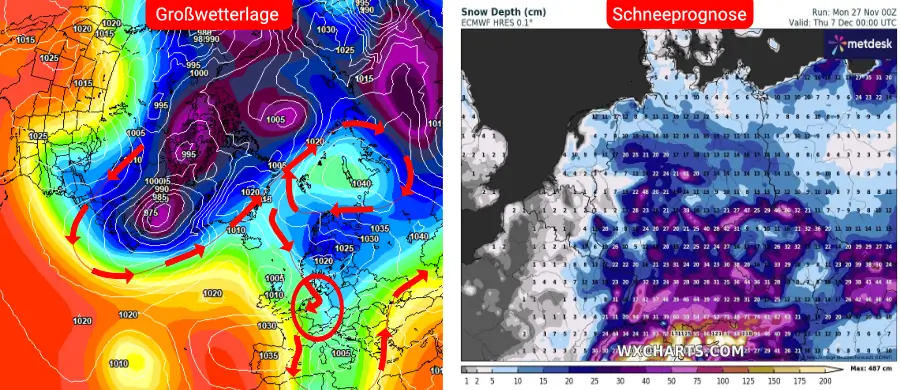 Eine hochwinterliche Wetterentwicklung - Ein Hoch konserviert die Schneedecke über Deutschland Eine hochwinterliche Wetterentwicklung - Ein Hoch konserviert die Schneedecke über Deutschland