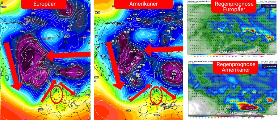 Die Hochdruckzone innerhalb des Polarwirbels befördert kalte Luftmassen über das östliche Kanada und befeuert so eine aktive agierende Frontalzone auf dem Atlantik, bei der ein Durchbruch des Winters wenig wahrscheinlich ist Die Hochdruckzone innerhalb des Polarwirbels befördert kalte Luftmassen über das östliche Kanada und befeuert so eine aktive agierende Frontalzone auf dem Atlantik, bei der ein Durchbruch des Winters wenig wahrscheinlich ist
