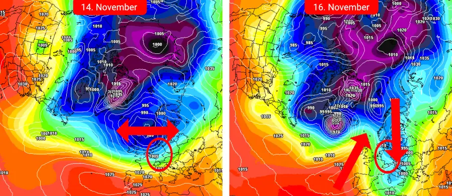 Turbulent, aktiv-dynamisch mit Starkwindereignissen, stürmischen Winden und einer absinkenden Schneefallgrenze Turbulent, aktiv-dynamisch mit Starkwindereignissen, stürmischen Winden und einer absinkenden Schneefallgrenze