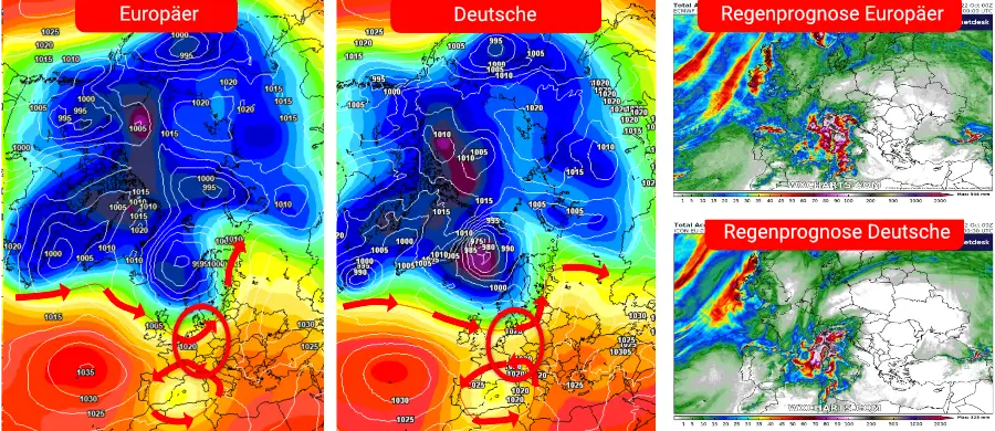 Noch bis Freitag goldener Oktober - dann erfolgt ein Wetterwechsel Deutschland zwischen den Fronten in einer überwiegend warmen Südanströmung der Luftmassen - Unwetterartiger Regen über Norditalien
