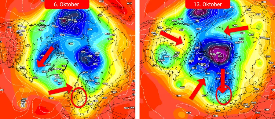 Vom Altweibersommer in den Vollherbst mit markantem Temperatursturz und absinkender Schneefallgrenze Vom Altweibersommer in den Vollherbst mit markantem Temperatursturz und absinkender Schneefallgrenze