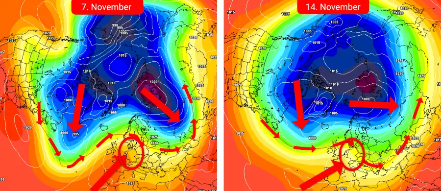Das Hoch hat ein hohes Potential, die Großwetterlage über Mitteleuropa bis Mitte November zu dominieren Das Hoch hat ein hohes Potential, die Großwetterlage über Mitteleuropa bis Mitte November zu dominieren