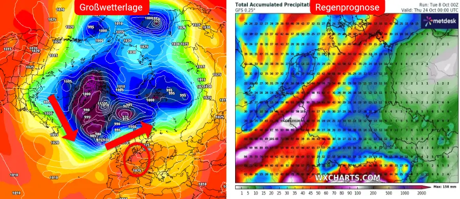 Die Zonalisierung kippt bereits im Ansatz auf eine meridional verlaufende Grundströmung, was über Mitteleuropa ungewöhnlich warmes Herbstwetter zur Folge hat Die Zonalisierung kippt bereits im Ansatz auf eine meridional verlaufende Grundströmung, was über Mitteleuropa ungewöhnlich warmes Herbstwetter zur Folge hat