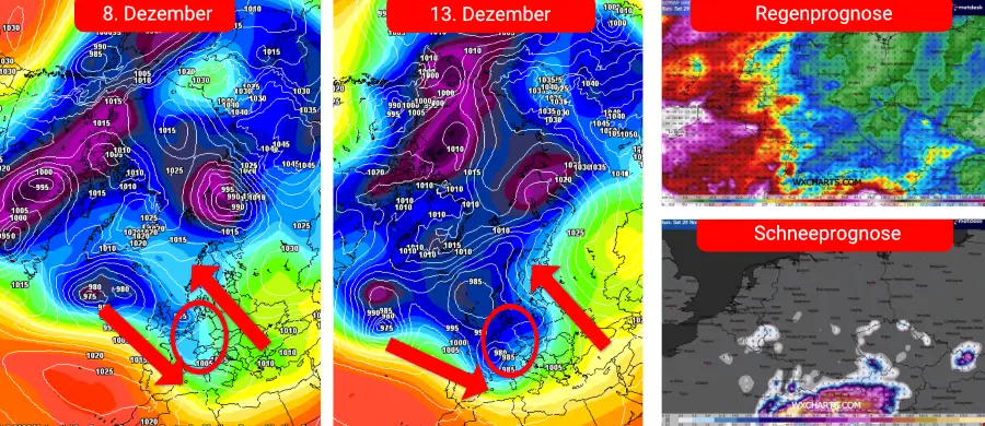 Nasskaltes Dezemberwetter, bei der winterliche Wetterlage ab den mittleren Lagen wieder optional werden